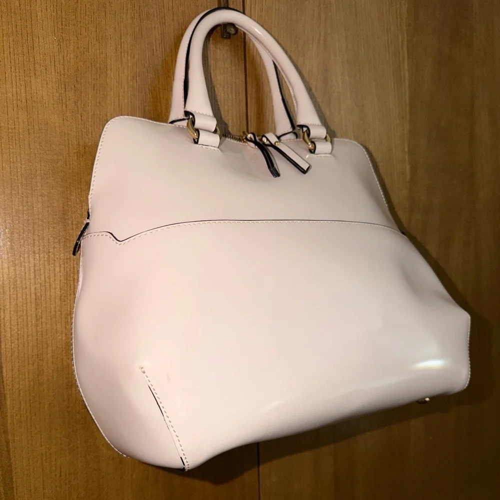 Genuine Leather White Satchel Bag with Crossbody/ Shoulder Strap- Made in Italy - Picture 13 of 16